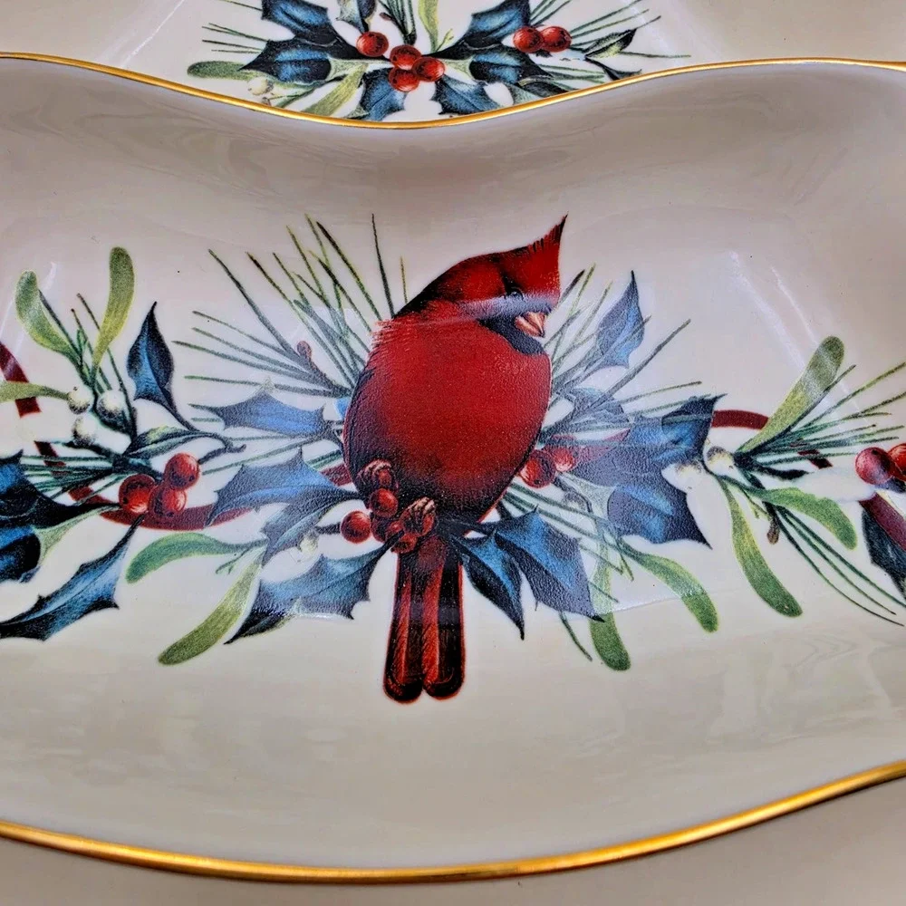 Lenox Winter Greetings Christmas Tree Divided Serving Dish 10